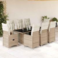 9-delige Bistroset met kussens poly rattan bruin - thumbnail