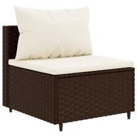 5-delige Loungeset met kussens poly rattan bruin - thumbnail