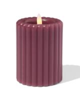 HEMA Led kaars ⌀7.5x10cm ribbel aubergine (aubergine) - thumbnail