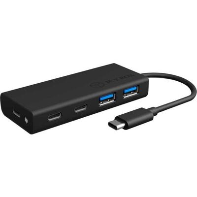 ICY BOX IB-HUB1426-CPD, USB 3.0 Type-C® Hub zu 2x Type-C® und 2x Type-A USB Anschlüssen 60511 USB-hub 4 poorten USB-A USB 3.0 5 GBit/s Met USB-C stekker Zwart