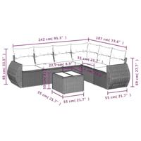 7-delige Loungeset met kussens poly rattan beige - thumbnail