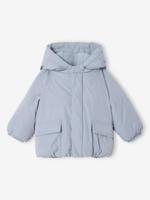 Donsjack voor baby met capuchon en fleecevoering ijsblauw - thumbnail