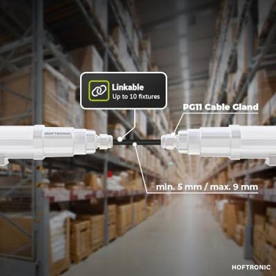 Q-Series LED TL Armatuur 120cm - 36 Watt 4320 Lumen vervangt 144 Watt - 120lm/W - 6500K daglicht wit licht - Gereedschapsloos Koppelbaar - IK08 - IP65 Waterdicht - Tri-proof plafondverlichting