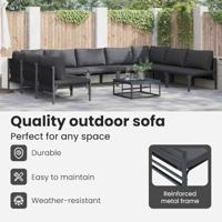 Tuinbankenset met kussen 9 pcs Zwart Staal - thumbnail