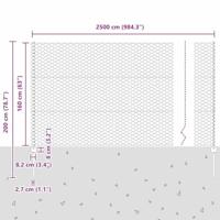 VidaXL Hek met paal grijs 1,6 x 25 m staal en pvc - thumbnail