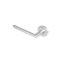 Gatdeel links 1273 ovaal Hoek 90°op rond rozet staal met 7mm nok RVS - thumbnail