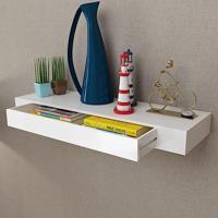 VidaXL Wandschap met lade zwevend mdf wit - thumbnail
