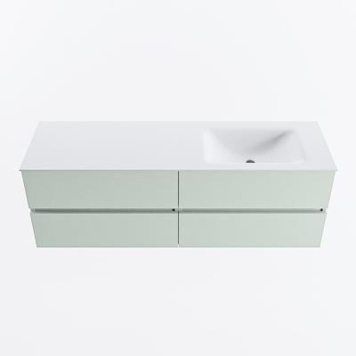 MONDIAZ VICA 150cm badmeubel onderkast Greey 4 lades. Wastafel CLOUD rechts zonder kraangat, kleur Talc.