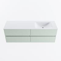 MONDIAZ VICA 150cm badmeubel onderkast Greey 4 lades. Wastafel CLOUD rechts zonder kraangat, kleur Talc. - thumbnail