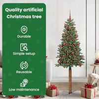 VidaXL Slanke kerstboom groen 180 cm pvc en massief dennenhout - thumbnail