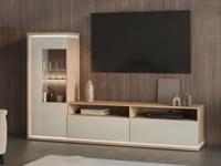 Tv-meubel set DOLCE 1 deur 2 lades kasjmier/eik met led - thumbnail