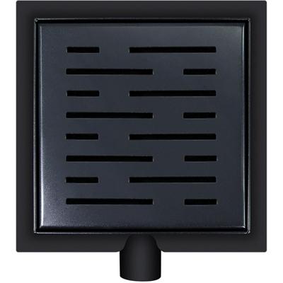 Wiesbaden Mat Zwarte Doucheput Zijuitlaat 20x20cm met Flens