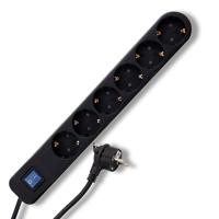 REV 0014640500 Stekkerdoos met schakelaar 6-voudig Zwart Randaarde stekker 1 stuk(s) - thumbnail