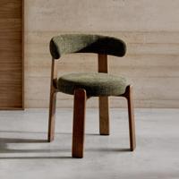 Kave Home Eetkamerstoel 'Granite' Chenille en essenhout, kleur Groen/Bruin - thumbnail