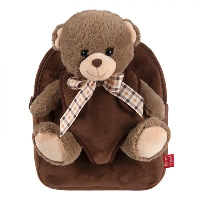 Perletti Backpack extra fluffy Tommy Bear 2,7 liter donkerbruin