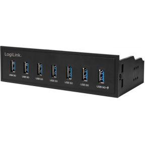 LogiLink USB HUB 3.0, 7-Port, 5,25\ intern + snellader poort