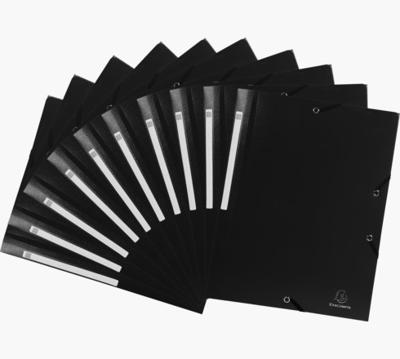 Exacompta elastomap A4, uit PP, 3 kleppen en elastiek zwart