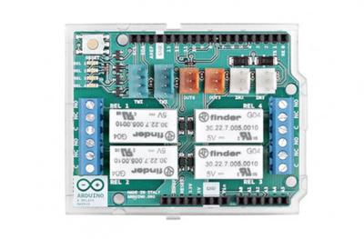 Arduino 4 Relays Shield [A000110] – Uitbreidingskaart met 4 relais, 5V besturing, ideaal voor het schakelen van apparaten en het automatiseren van projecten met de Arduino