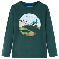VidaXL Kindershirt met lange mouwen 104 donkergroen - thumbnail