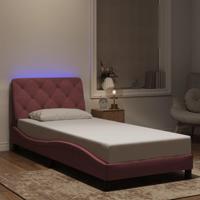 Bedframe met LED-verlichting fluweel roze 90x200 cm - thumbnail