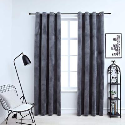 VidaXL Gordijn verduisterend ringen 2 st 140x175 cm fluweel antraciet VidaXL Gordijn verduisterend ringen 2 st 140x175 cm fluweel antraciet