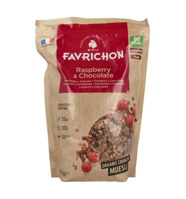 Favrichon Framboos & chocolade crunchy muesli 375 Gram