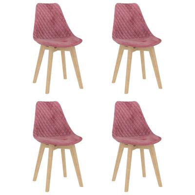 vidaXL Eetkamerstoelen 4 st fluweel roze