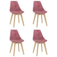 vidaXL Eetkamerstoelen 4 st fluweel roze - thumbnail