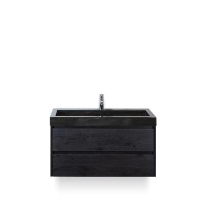 Dante Badmeubelset 100 cm - Black Oak - Wastafel Hardsteen Wit Lucca
