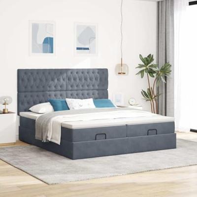 Ottoman bed met matrassen 180x200cm fluweel donkergrijs