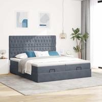 Ottoman bed met matrassen 180x200cm fluweel donkergrijs - thumbnail
