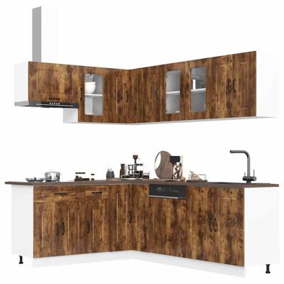 11-delige Keukenkastenset Kalmar bewerkt hout gerookt eiken