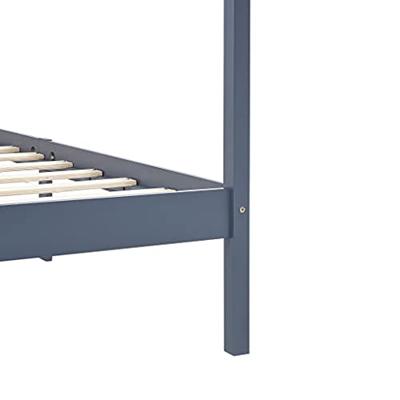 Hemelbedframe massief grenenhout grijs 100x200 cm Hemelbedframe massief grenenhout grijs 100x200 cm