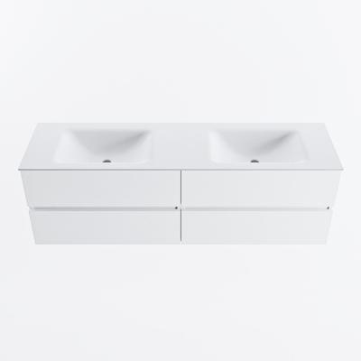 MONDIAZ VICA 160cm badmeubel onderkast Talc 4 lades. Wastafel CLOUD dubbel 2 kraangaten, kleur Talc.