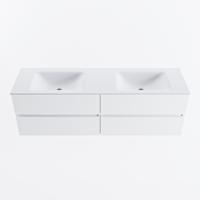 MONDIAZ VICA 160cm badmeubel onderkast Talc 4 lades. Wastafel CLOUD dubbel 2 kraangaten, kleur Talc. - thumbnail