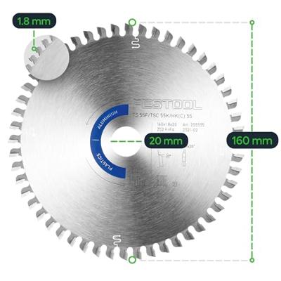 Festool Cirkelzaagblad voor Aluminium | Aluminium/Plastics | Ø 160mm Asgat 20mm 52T - 205555 - thumbnail