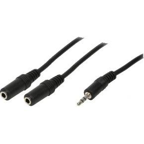 LogiLink CA1046 Jackplug Audio Aansluitkabel [1x - 2x ] 0.20 m Zwart (mat)