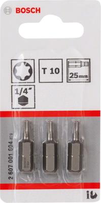 Bosch Accessories Extra-Hart ISO 1173 C6.3 2607001604 T-bit T 10 Extra hard C 6.3 3 stuk(s)