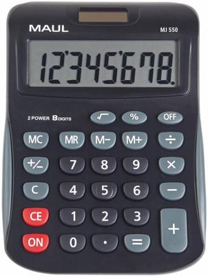 Maul MJ 550 Bureaurekenmachine Zwart Aantal displayposities: 8 werkt op batterijen, werkt op zonne-energie (b x h) 155 mm x 11 mm