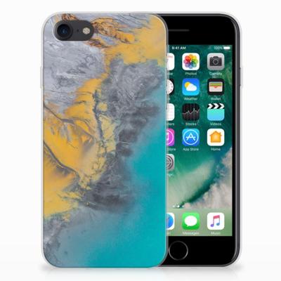 iPhone SE 2022 | SE 2020 | 8 | 7 | TPU | Siliconen hoesje | Marble Blue Gold iPhone SE 2022 | SE 2020 | 8 | 7 | TPU | Siliconen hoesje | Marble Blue Gold
