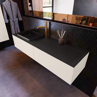 Badkamermeubelset Mondiaz Erin 150 cm met 2 Lades met RIDGE Wastafel Links Urban met 1 kraangat Greeploos Mat Linen Badkamermeubelset Mondiaz Erin 150 cm met 2 Lades met RIDGE Wastafel Links Urban met 1 kraangat Greeploos Mat Linen