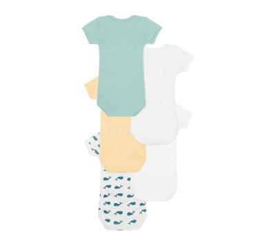 Set van 5 PETIT BATEAU rompertjes met korte mouwen wit