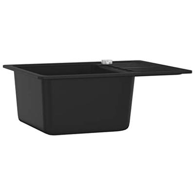 VidaXL Gootsteen enkele bak graniet zwart