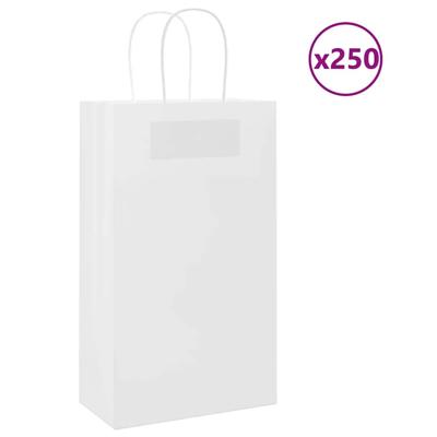 VidaXL Papieren zakken 250 st met hengsels 21x11x36 cm wit