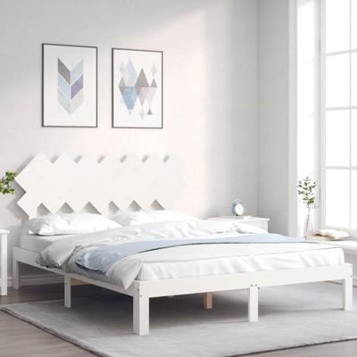 Bedframe zonder matras massief grenenhout wit 140x200 cm