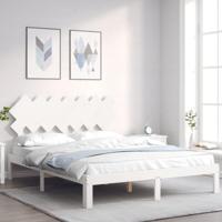 Bedframe zonder matras massief grenenhout wit 140x200 cm - thumbnail