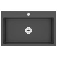 VidaXL Gootsteen handgemaakt roestvrij staal zwart - thumbnail