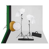 VidaXL Fotostudioset met lampen, achtergrond en reflector - thumbnail