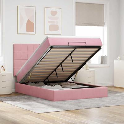 Ottoman bed met matrassen en LED's 140x190cm fluweel roze