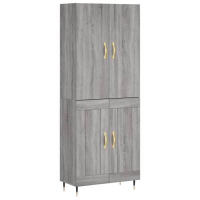 Hoge kast 69,5x34x180 cm bewerkt hout grijs sonoma eikenkleurig